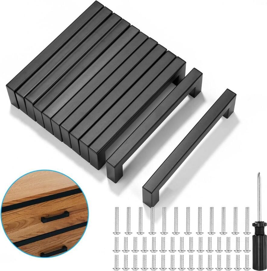 Ruality 12 Stuks Zwarte Keukenhandgrepen 128mm RVS Handgrepen Voor Kast Lade Keukenkast & Inbouwkast