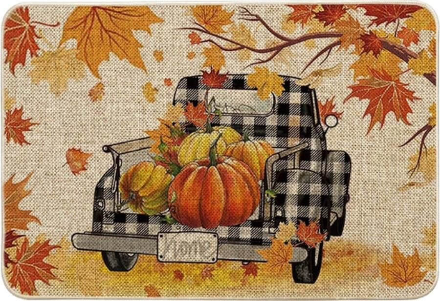 Ruality Herfst Pompoen En Esdoornbladeren Deurmat – Binnen- Buitenkleed 40 x 60 cm – Perfecte Herfst Huisdecoratie