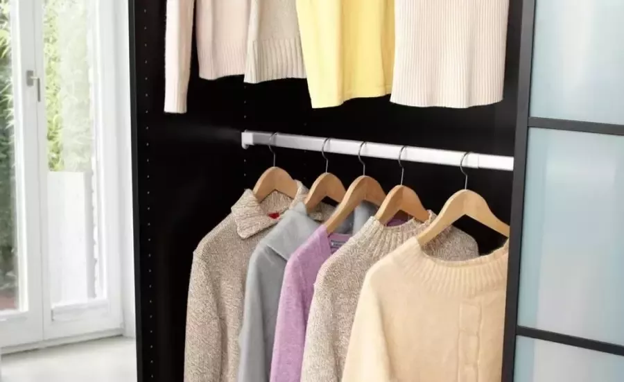 Ruco Telescopische kledingstang Zwart Ophangen zonder boren Uitschuifbaar Telescopische kledingstang