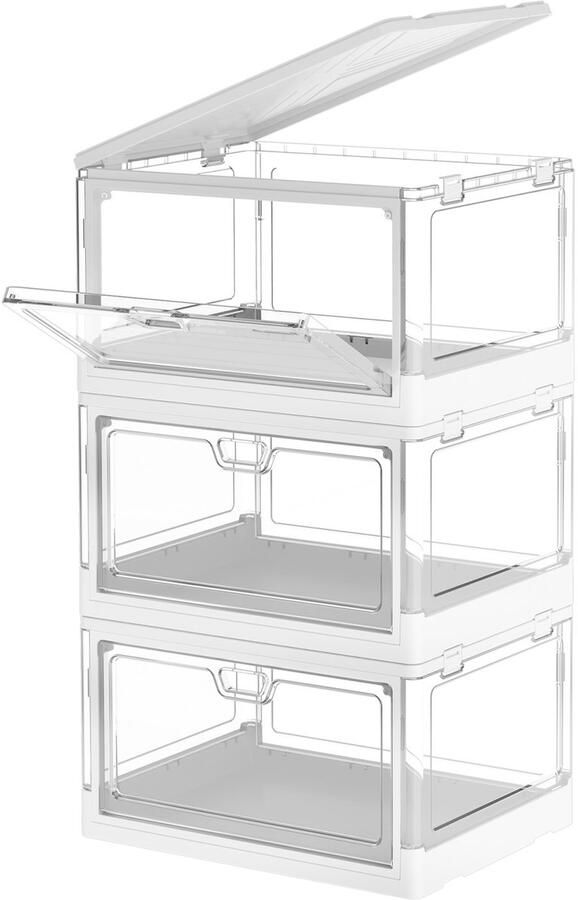 Ruesious 3 opbergdozen met deksel stapelbare opbergdozen opvouwbaar opbergen multi-scene gebruik slaapkamer woonkamer