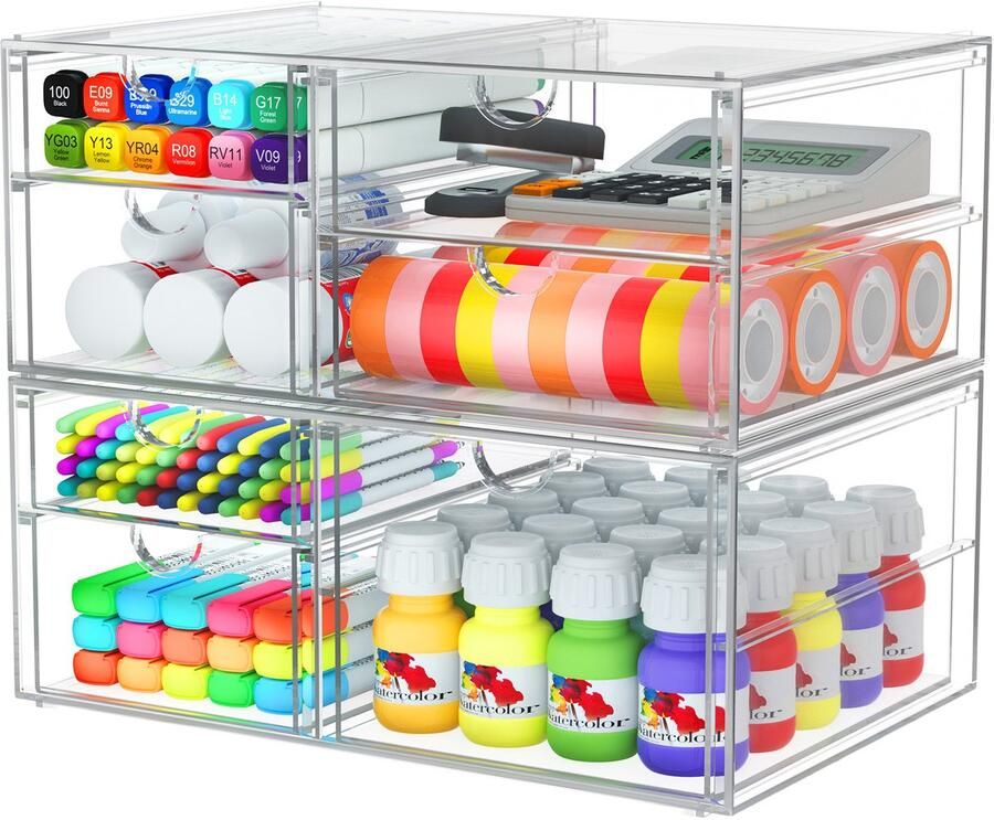 Ruesious 7 laden transparante acrylladen ladekasten opbergdozen met meerdere lagen organisatie van bureau en kaptafel opbergruimte voor sieraden