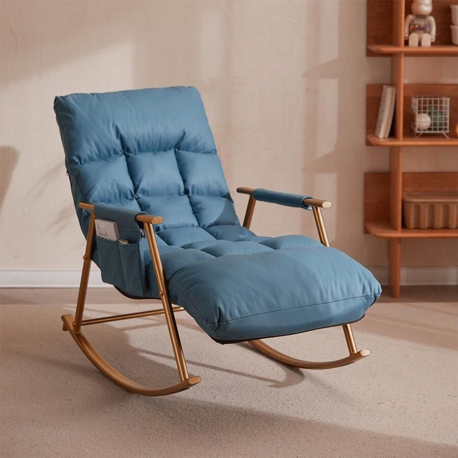 Ruesious -Donkerblauw-Woonkamer schommelstoel relaxfauteuil-volwassen slapende luie bank-schommelstoel balkon thuis-vrije tijd enkele luie stoel