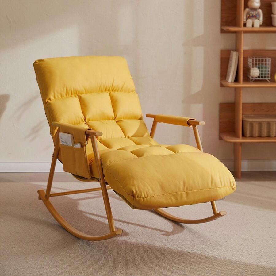 Ruesious -Geel-Woonkamer schommelstoel relaxfauteuil-volwassen slapende luie bank-schommelstoel balkon thuis-vrije tijd enkele luie stoel