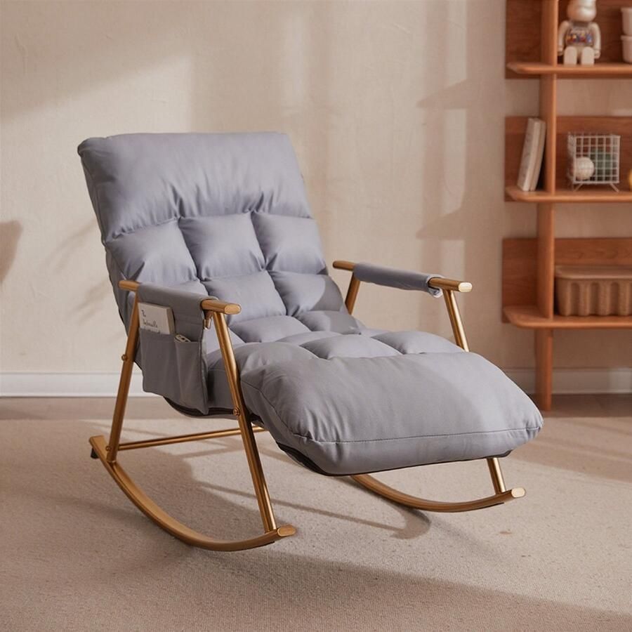 Ruesious -Grijsblauw-Woonkamer schommelstoel relaxfauteuil-volwassen slapende luie bank-schommelstoel balkon thuis-vrije tijd enkele luie stoel