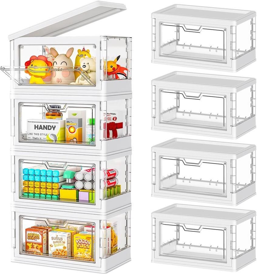 Ruesious Vier lagen en vier deksels transparante opbergdoos met klep geclassificeerde opbergdoos stofdichte opbergdoos voor op het bureau slaapkamer woonkamer