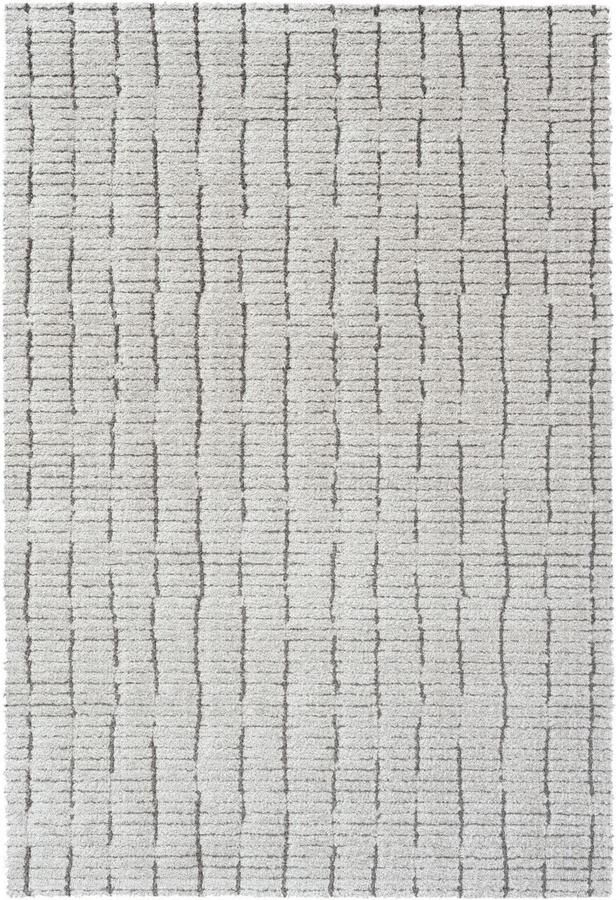 Rugsman Kyoto 014.0002.2131 Vloerkleed 160 x 230 cm Grijs Rectangular Polyester Woonkamer Geometrisch Shaggy Hoogpolig Modern