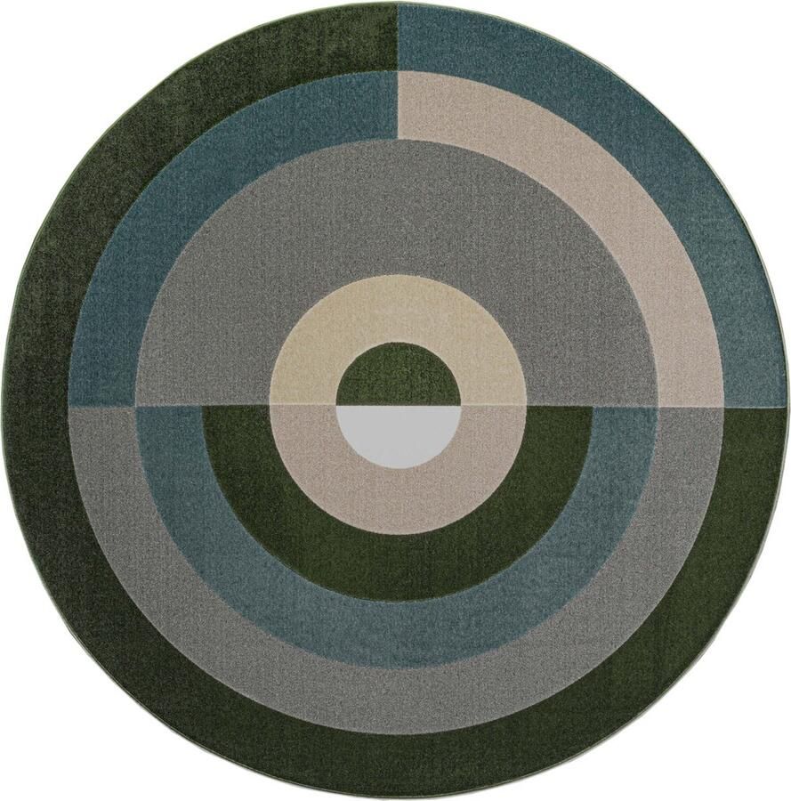 Rugsman Pavai 978.0012.9232 Vloerkleed Ø 200 cm Grey Rectangular Polyester Polypropylene Dining room Living room Geometric Retro Modern