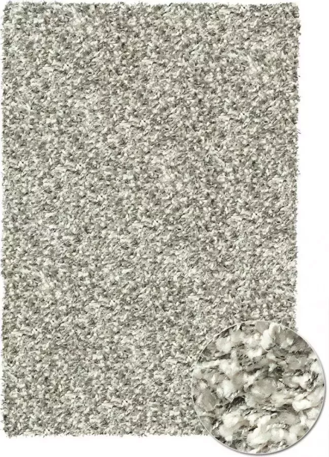 Rugsman Mellow Vloerkleed 200 x 290 cm Grijs Rectangular Runner Round Syntethisch Woonkamer Effen Shaggy Hoogpolig Modern