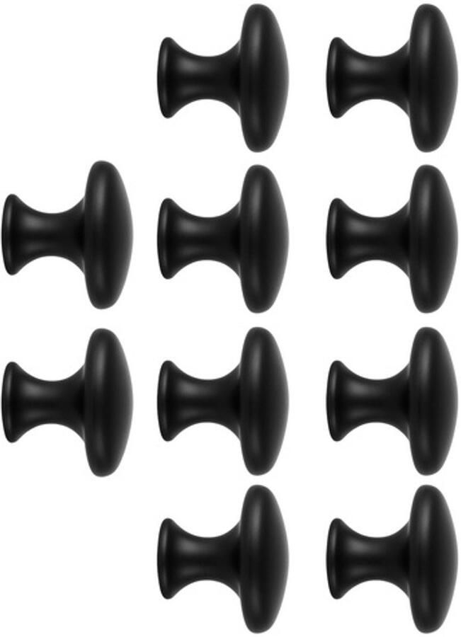 Ruhhy Meubelknoppen zwart 20x stuks mat 30 mm knoppen voor lades en kastdeuren