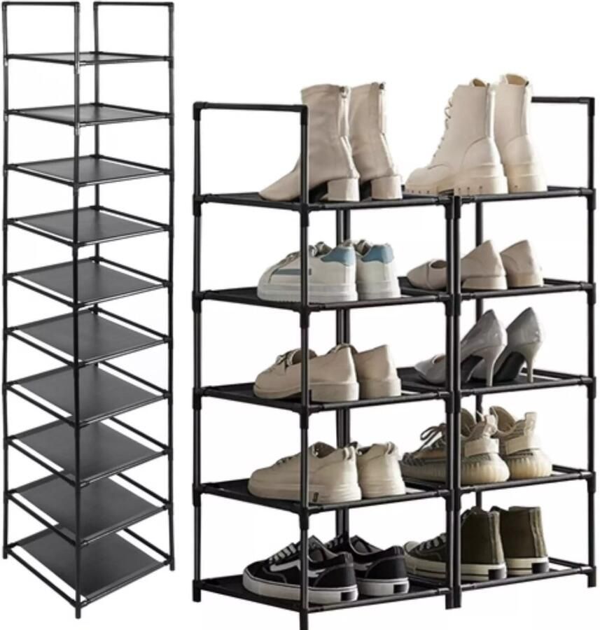 Ruhhy modulair schoenenrek – 10-delig rek voor 10 paar schoenen
