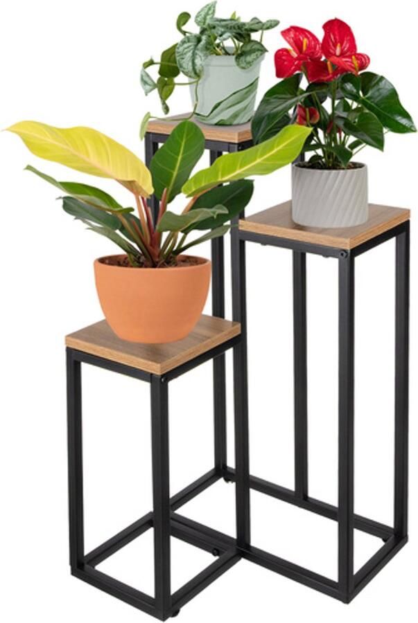 Ruhhy plantenstandaard 67 cm – moderne loft bloemenstandaard met 3 plateaus - Foto 2