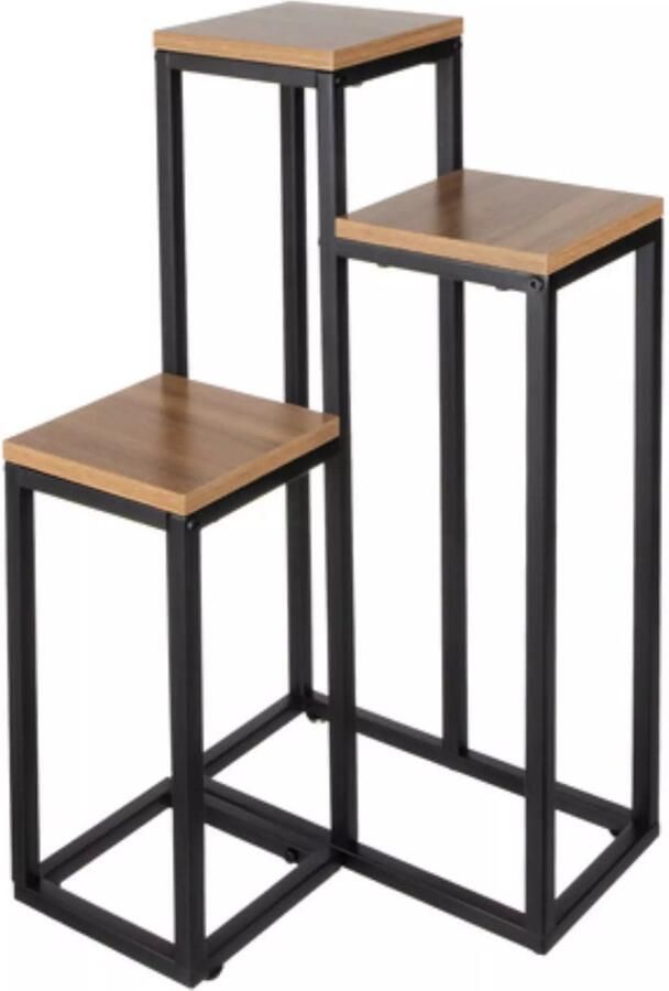 Ruhhy plantenstandaard 67 cm – moderne loft bloemenstandaard met 3 plateaus