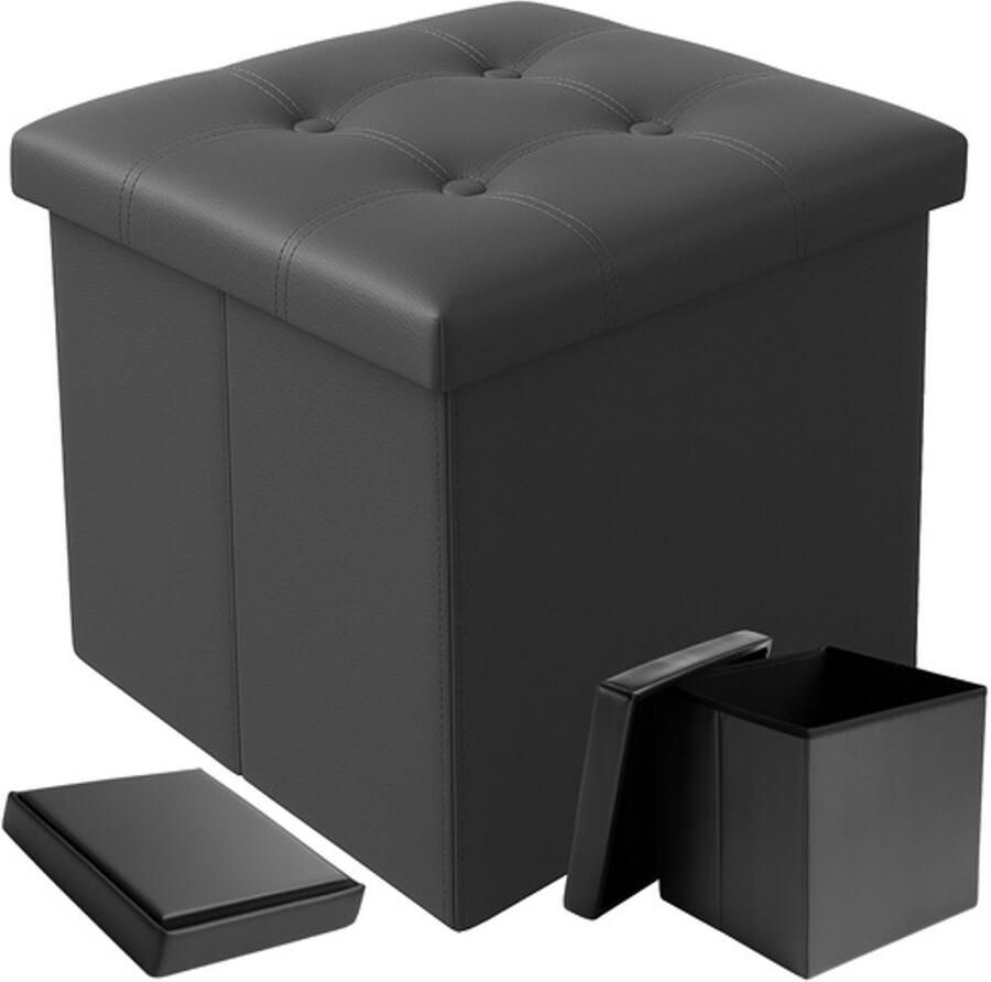 Ruhhy Grijze Opvouwbare Poef – 39L Opbergruimte en 100kg Draagkracht