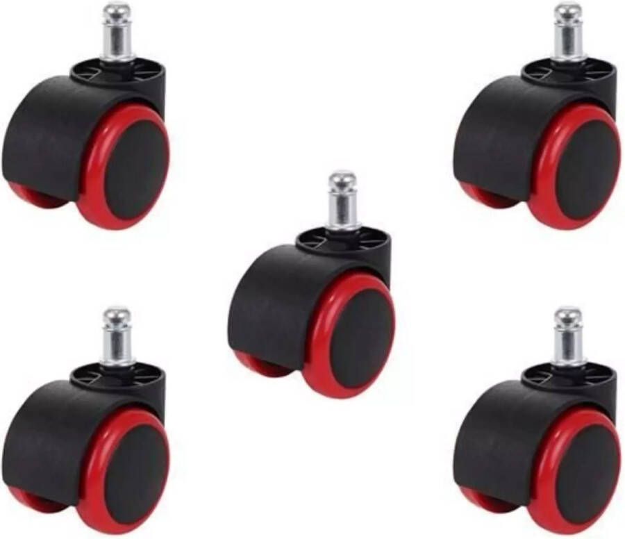 Ruhhy Rode Kantoorstoelwielen 5 Stuks Bescherm Je Vloer en Verhoog Mobiliteit