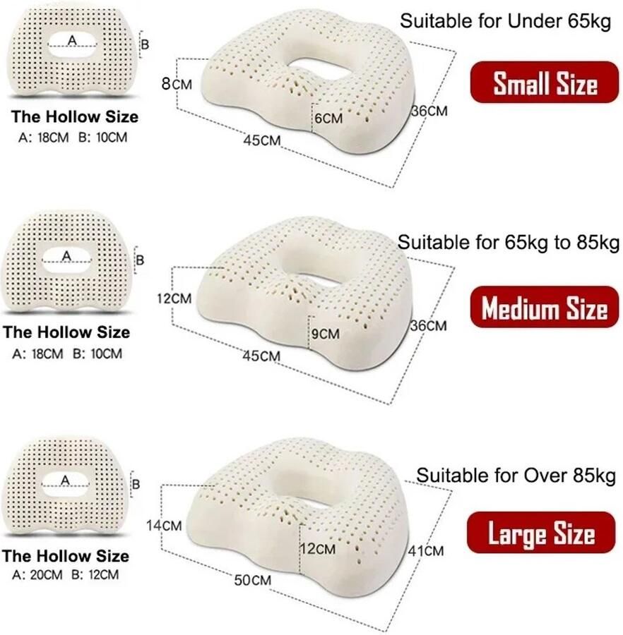 Rumi Zitkussen Orthopedisch zitkussen voor Auto en Bureaustoel Wigkussen Stuitkussen Stoelkussen met Traagschu voor Bed Purenlatex Stuitbeen Zitkussen Comfort Orthopedisch Kussen