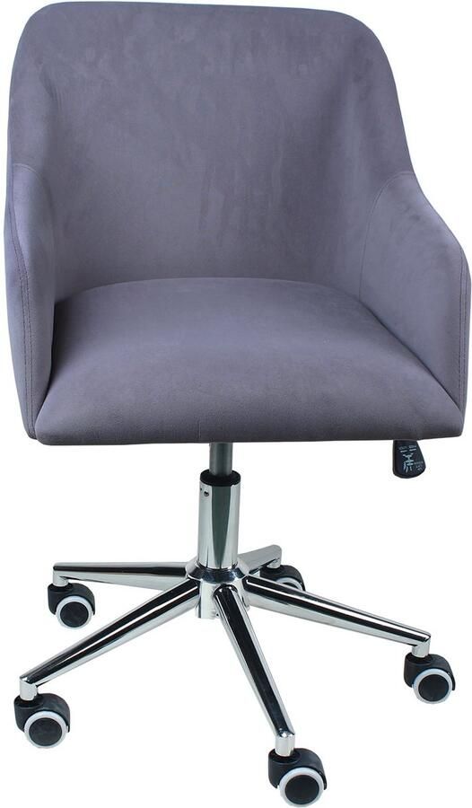 Russlenl Moderne Velvet Bureaustoel Charming Grey Zilverkleurig onderstel