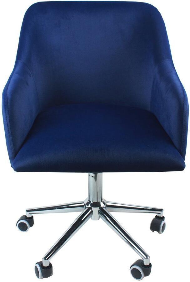 Russlenl Moderne Velvet Bureaustoel Royal Blue Zilverkleurig onderstel