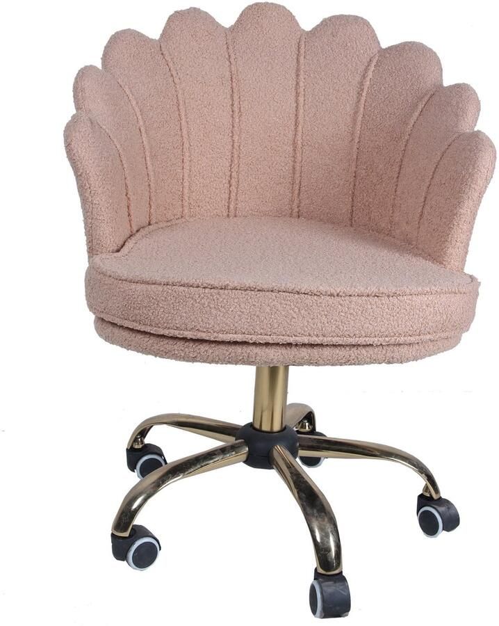 Russlenl Schelp Bureaustoel Teddy Beige in hoogte verstelbaar en verrijdbaar