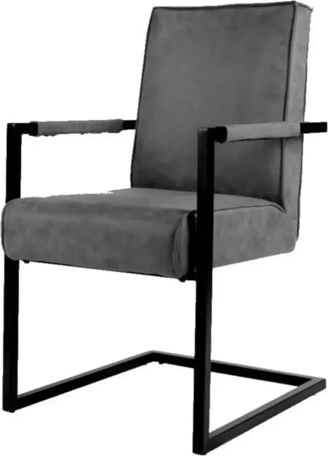 Bo Lundgren Eetkamerstoel Andries Lederlook Soft Antraciet Met armleuning - Foto 2