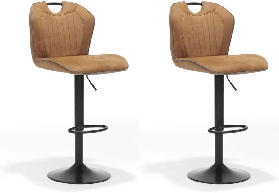 RV Design Verstelbare Barstoel Cordoba Cognac (set van 2 stoelen)