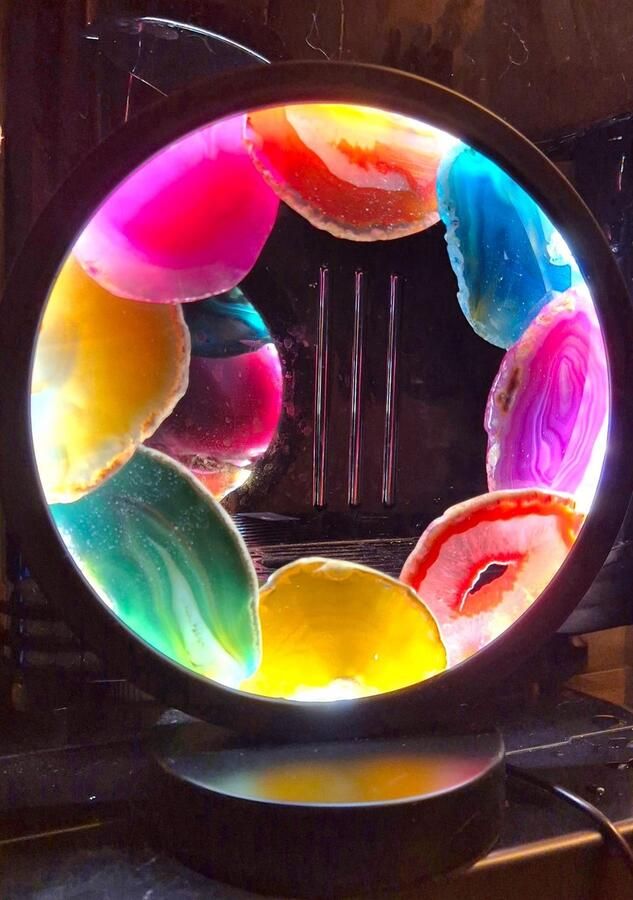 S4H Edelstenen Lamp Rond 7 Kleuren USB Aansluiting Helende Kristallen Sfeerverlichting