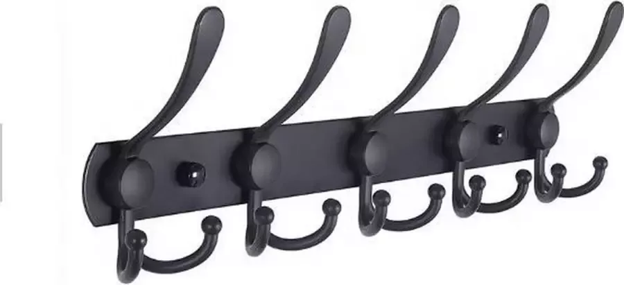 S4Smart 6 Haaks Wandkapstok Muur Wand Kapstok Hangende Design Muurkapstok Handdoekrek Mat Zwart