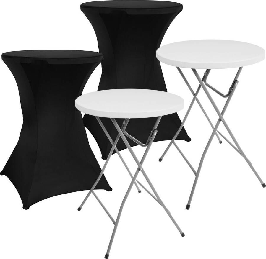 Saaf Statafel set 2 stuks Incl. 2x Statafelrok Inklapbare Partytafel met Vergrendeling ∅80cm x 110cm Grijs