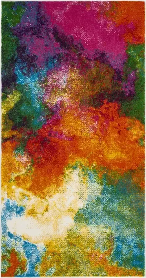 Safavieh Abstract Geweven Vloerkleed voor Binnen Watercolor Collectie WTC619 in Oranje & Groen 122 X 183 cm
