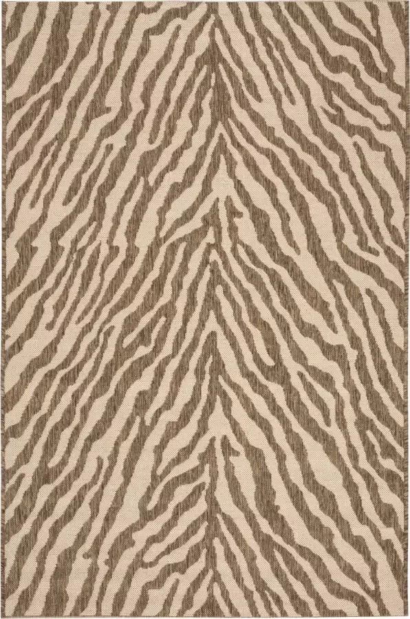 Safavieh Animal Print Zebra Indoor Outdoor Geweven Gebiedsdeken Beachhouse Collectie BHS182 in Creme & Beige 91 X 152 cm