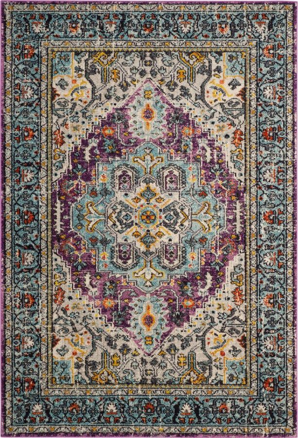 Safavieh Boho Chic Geweven Vloerkleed voor Binnen Monaco Collectie MNC251 in Violet & Lichtblauw 201 X 279 cm