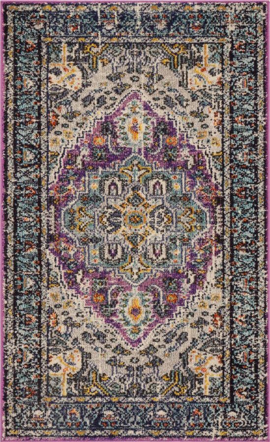 Safavieh Boho Chic Geweven Vloerkleed voor Binnen Monaco Collectie MNC251 in Violet & Lichtblauw 91 X 152 cm