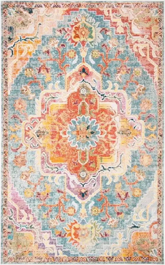 Safavieh Boho Indoor Geweven Vloerkleed Crystal Collectie CRS501 in Teal & Oranje 122 X 183 cm