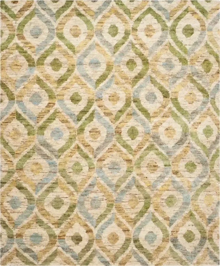 Safavieh Boho Indoor Handgeknoopte Area Rug Bohemian Collectie BOH633 in Bleach & Blauw 122 X 183 cm