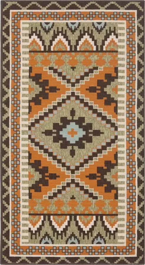 Safavieh Bold & Bright Indoor Geweven Vloerkleed Veranda Collectie VER096 in Groen & Terracotta 79 X 152 cm