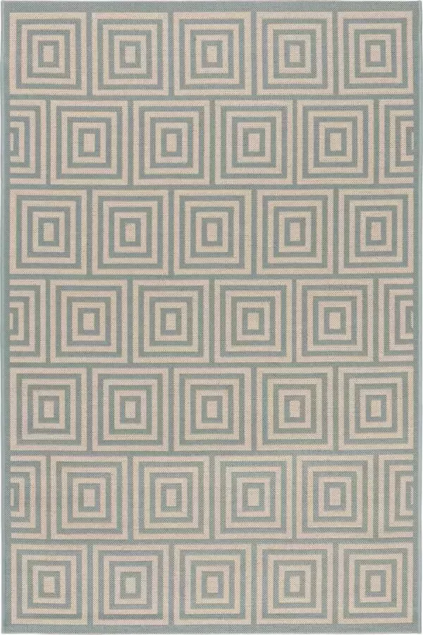 Safavieh Geometrisch Geweven Binnen Outdoor Vloerkleed Beachhouse Collectie BHS173 in Creme & Blauw 201 X 290 cm