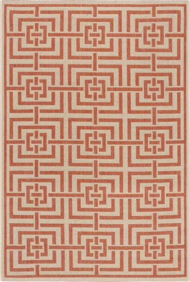 Safavieh Geometrisch Geweven Binnen Outdoor Vloerkleed Beachhouse Collectie BHS128 in Creme & Olijf 155 X 229 cm