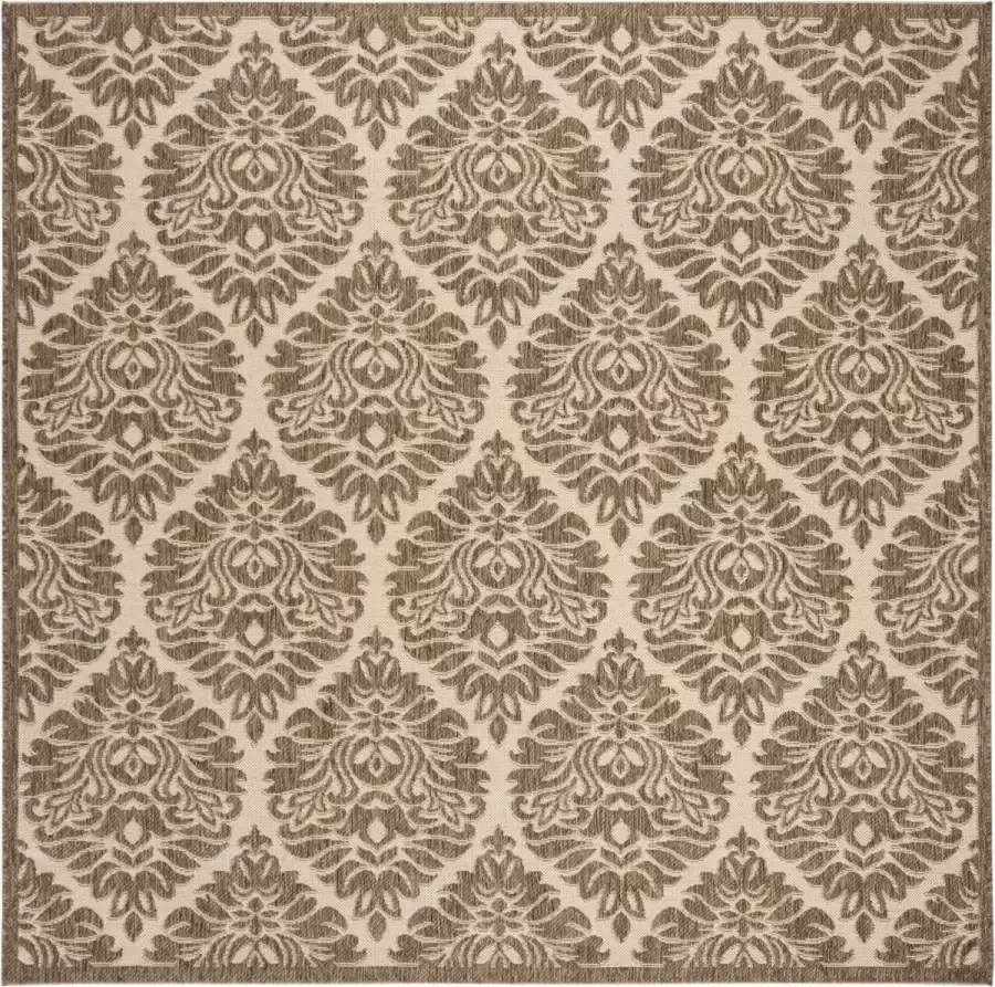 Safavieh Damask Indoor Outdoor Geweven Gebiedsdeken Beachhouse Collectie BHS135 in Crème & Beige 201 X 201 cm