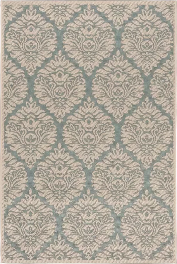 Safavieh Damask Indoor Outdoor Geweven Vloerkleed Beachhouse Collectie BHS135 in Aqua & Cream 79 X 152 cm