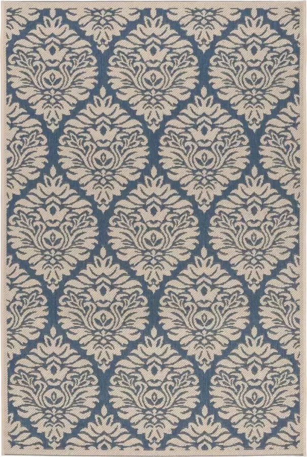 Safavieh Damask Indoor Outdoor Geweven Vloerkleed Beachhouse Collectie BHS135 in Blauw & Creme 122 X 183 cm
