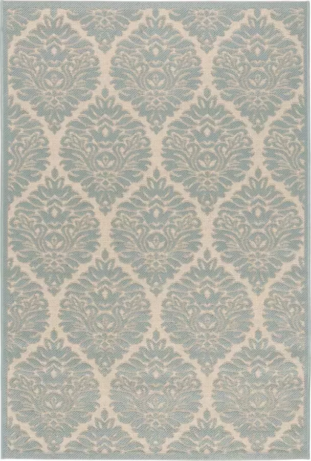 Safavieh Damask Indoor Outdoor Geweven Vloerkleed Beachhouse Collectie BHS135 in Cream & Aqua 160 X 229 cm