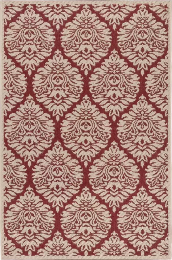 Safavieh Damask Indoor Outdoor Woven Area Rug Beachhouse Collectie BHS135 in Rood & Creme 122 X 183 cm