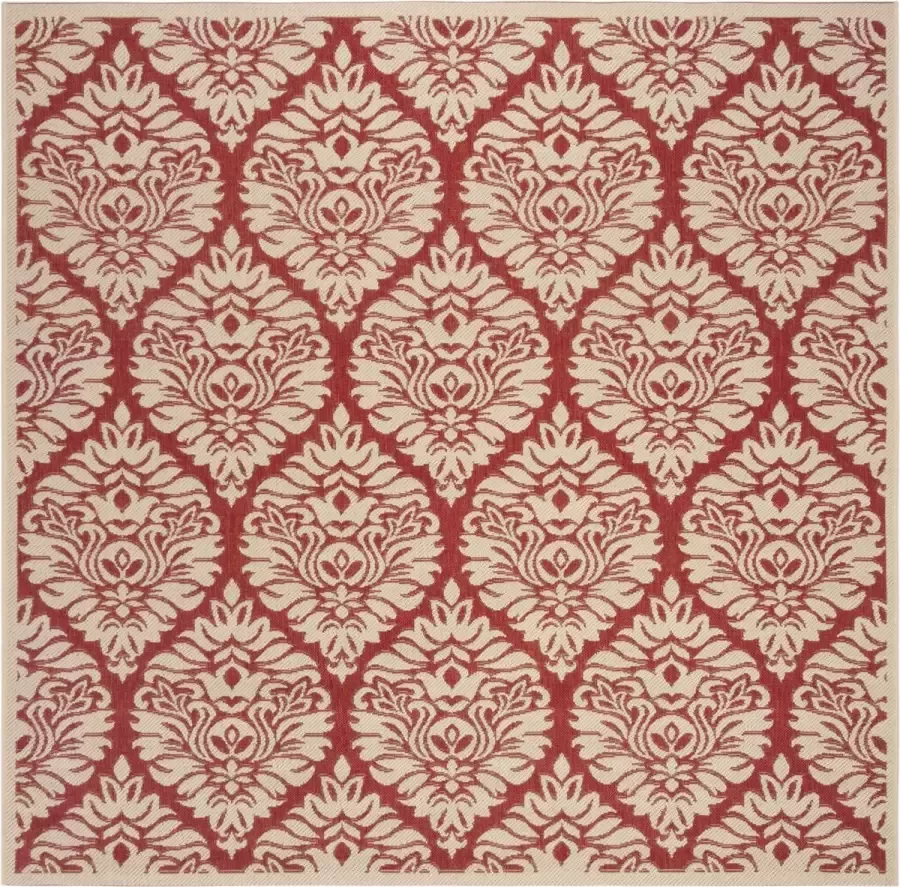 Safavieh Damask Indoor Outdoor Woven Area Rug Beachhouse Collectie BHS135 in Rood & Creme 201 X 201 cm