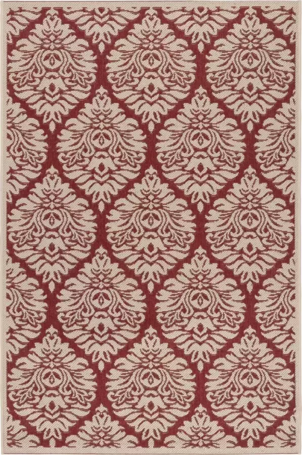 Safavieh Damask Indoor Outdoor Woven Area Rug Beachhouse Collectie BHS135 in Rood & Creme 91 X 152 cm