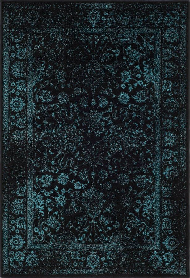Safavieh Distressed Vintage Indoor Woven Area Rug Adirondack Collection ADR109 in Black & Teal 155 X 229 cm