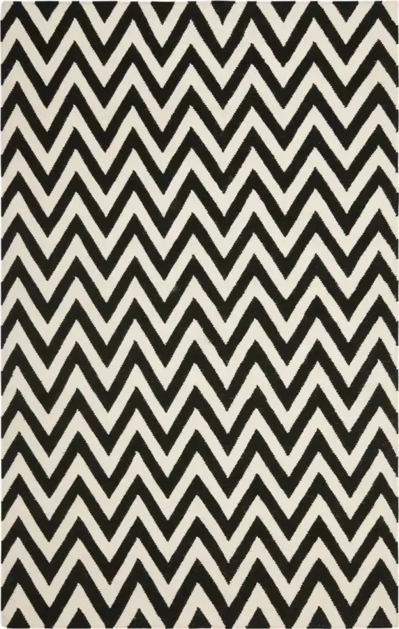 Safavieh Eigentijds Indoor Flatweave Vloerkleed Dhurrie Collectie DHU557 in Zwart & Ivoor 122 X 183 cm