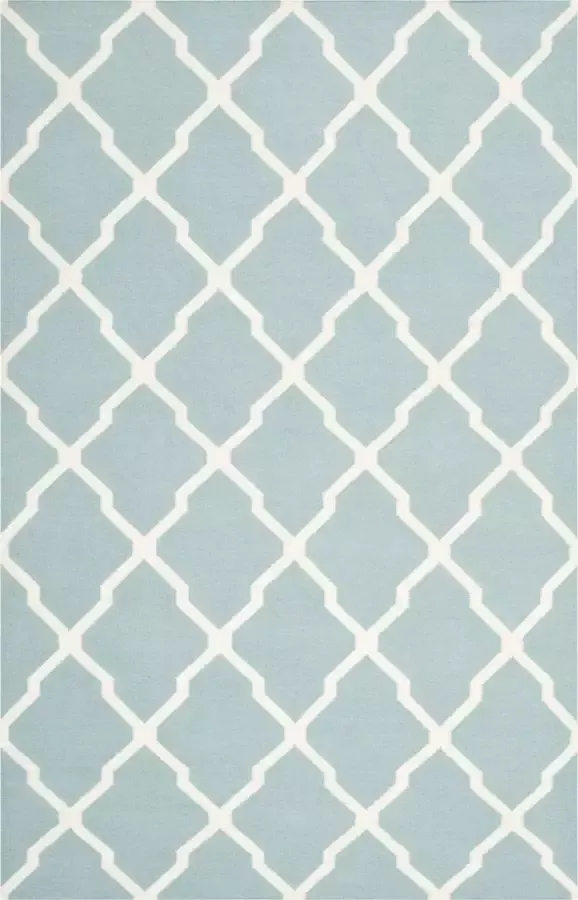 Safavieh Eigentijds Indoor Flatweave Vloerkleed Dhurrie Collectie DHU634 in Lichtblauw & Ivoor 122 X 183 cm