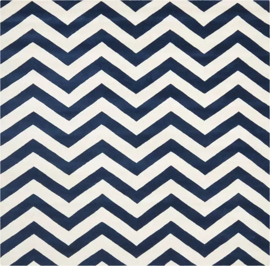 Safavieh Eigentijds Indoor Hand Getuft Vloerkleed Chatham Collectie CHT715 in Donkerblauw & Ivoor 213 X 213 cm