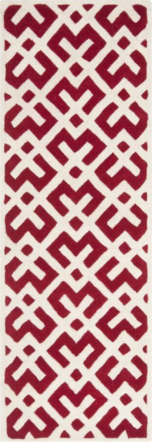 Safavieh Eigentijds Indoor Hand Getuft Vloerkleed Chatham Collectie CHT719 in Rood & Ivoor 69 X 213 cm