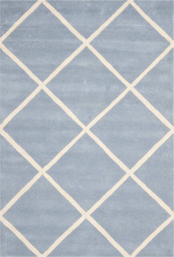 Safavieh Eigentijds Indoor Hand Getuft Vloerkleed Chatham Collectie CHT720 in Blauw & Ivoor 61 X 91 cm