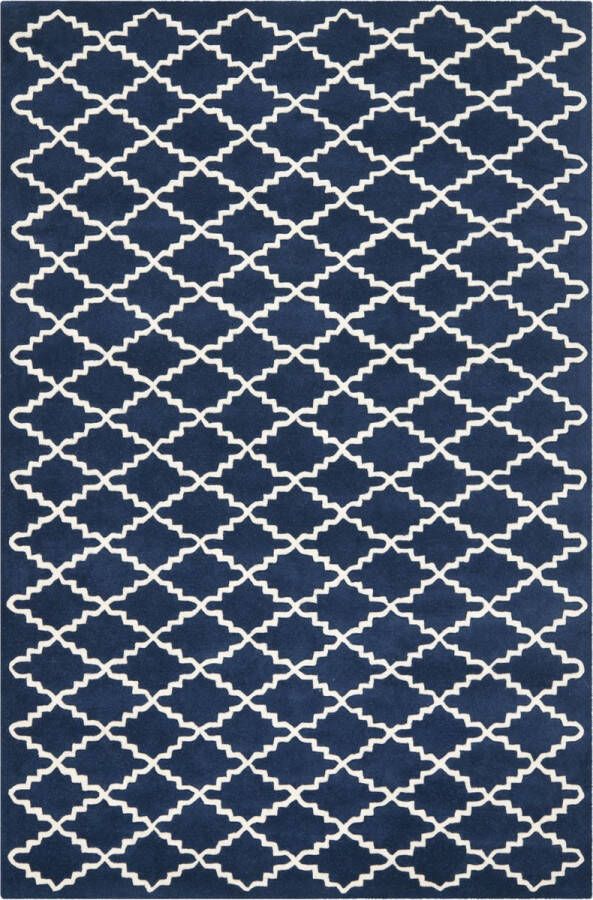 Safavieh Eigentijds Indoor Hand Getuft Vloerkleed Chatham Collectie CHT721 in Donkerblauw & Ivoor 122 X 183 cm